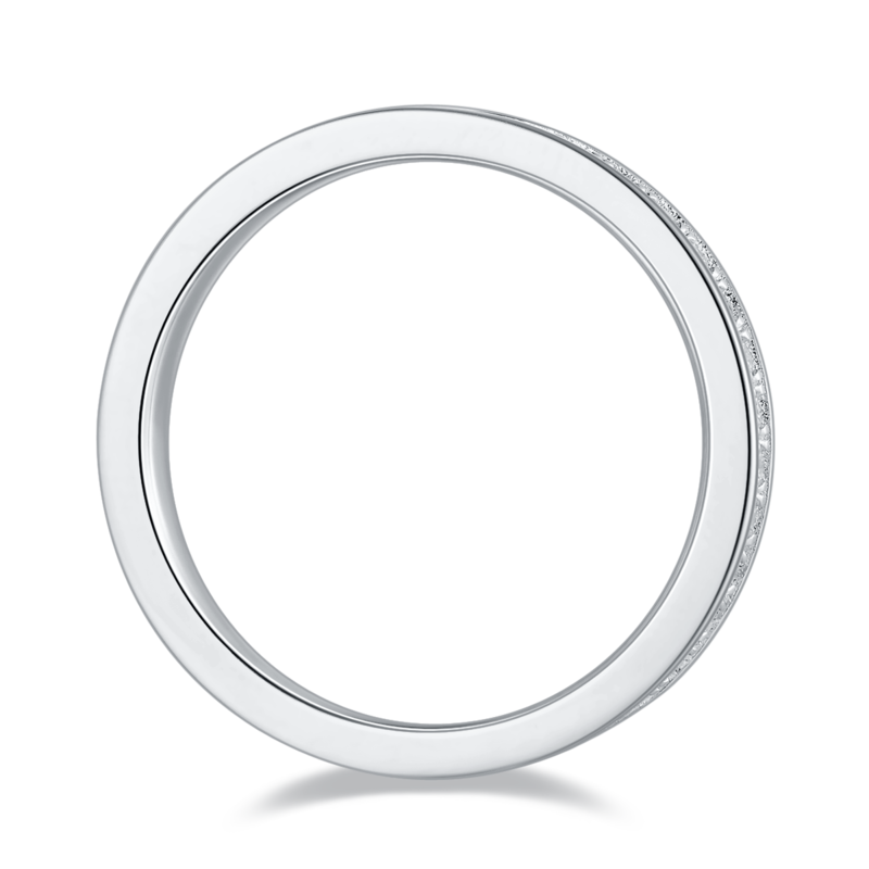 Straight lined ring full circle protective ring S925 silver plated platinum moissanite diamond 60 points D-grade